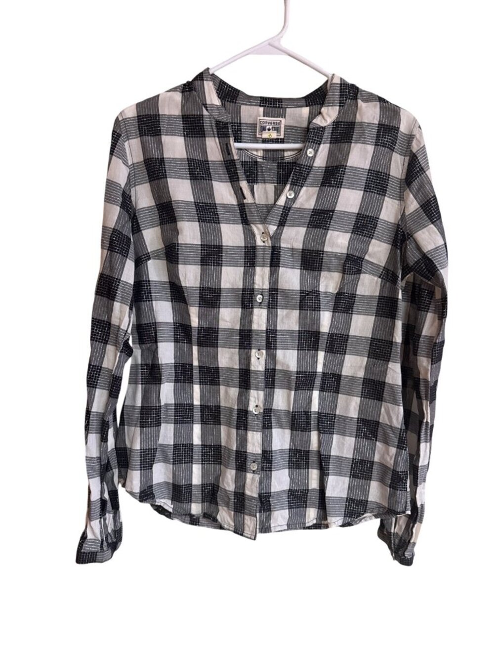 Converse One Star Black & White Plaid Button-Up Shirt M